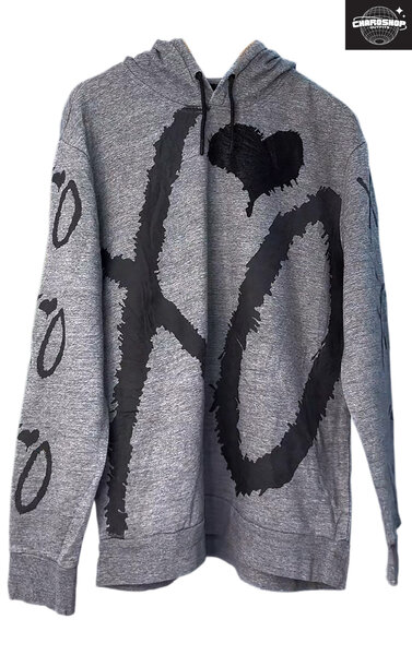 Sweat à capuche gris imprimé XO