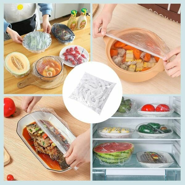 100pcs Disposable Food Cover Kitchen Refrigerator Fruit Food