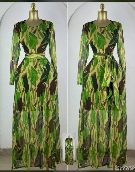 Robe longue camouflage élégante