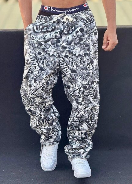 Pantalon graffiti homme décontracté