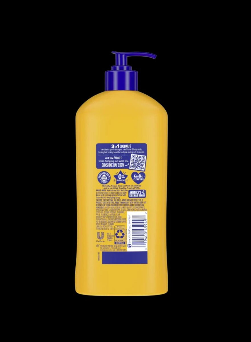 Suave Kids 3 in 1 Coconut Splash Shampoo+Conditioner+Body Wa