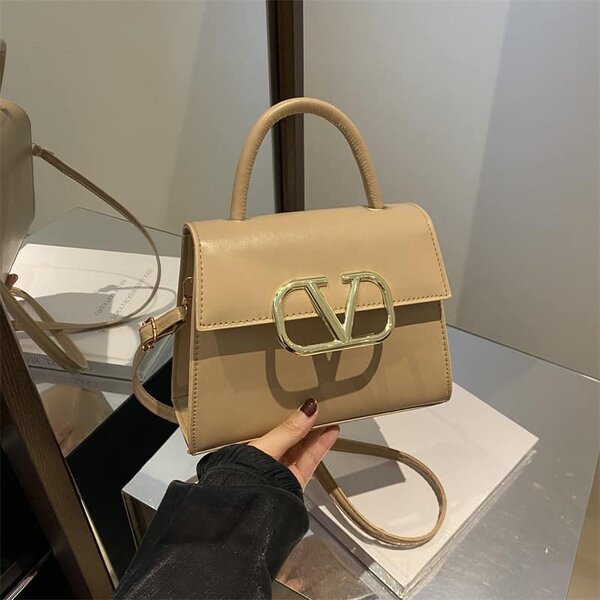 High quality and fashionable trapezoidal women's bag beige