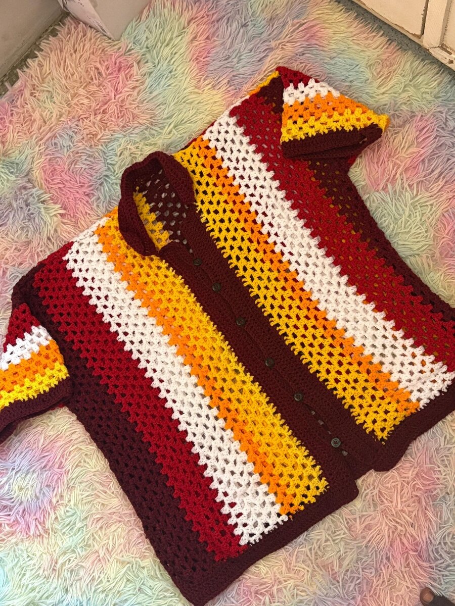 Gilet crochet coloré vintage