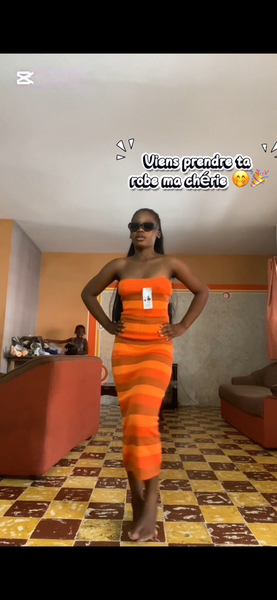 Robe tube rayée orange