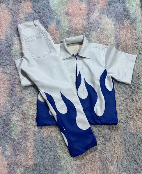 Pleather Flame top and Down