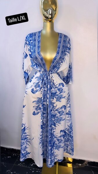 Combinaison plage imprimée bleue