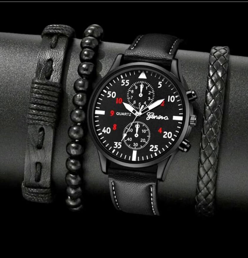 Montre bracelet en cuir pour homme