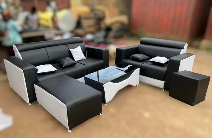 L- Shape Sofa with Glass Table