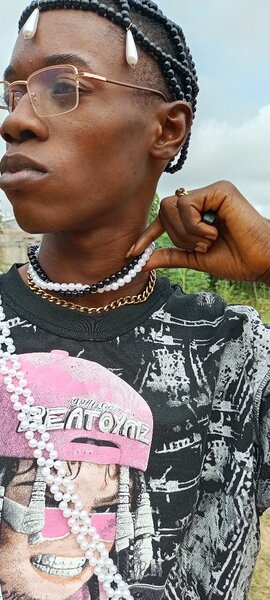 Collier perles noir et blanc