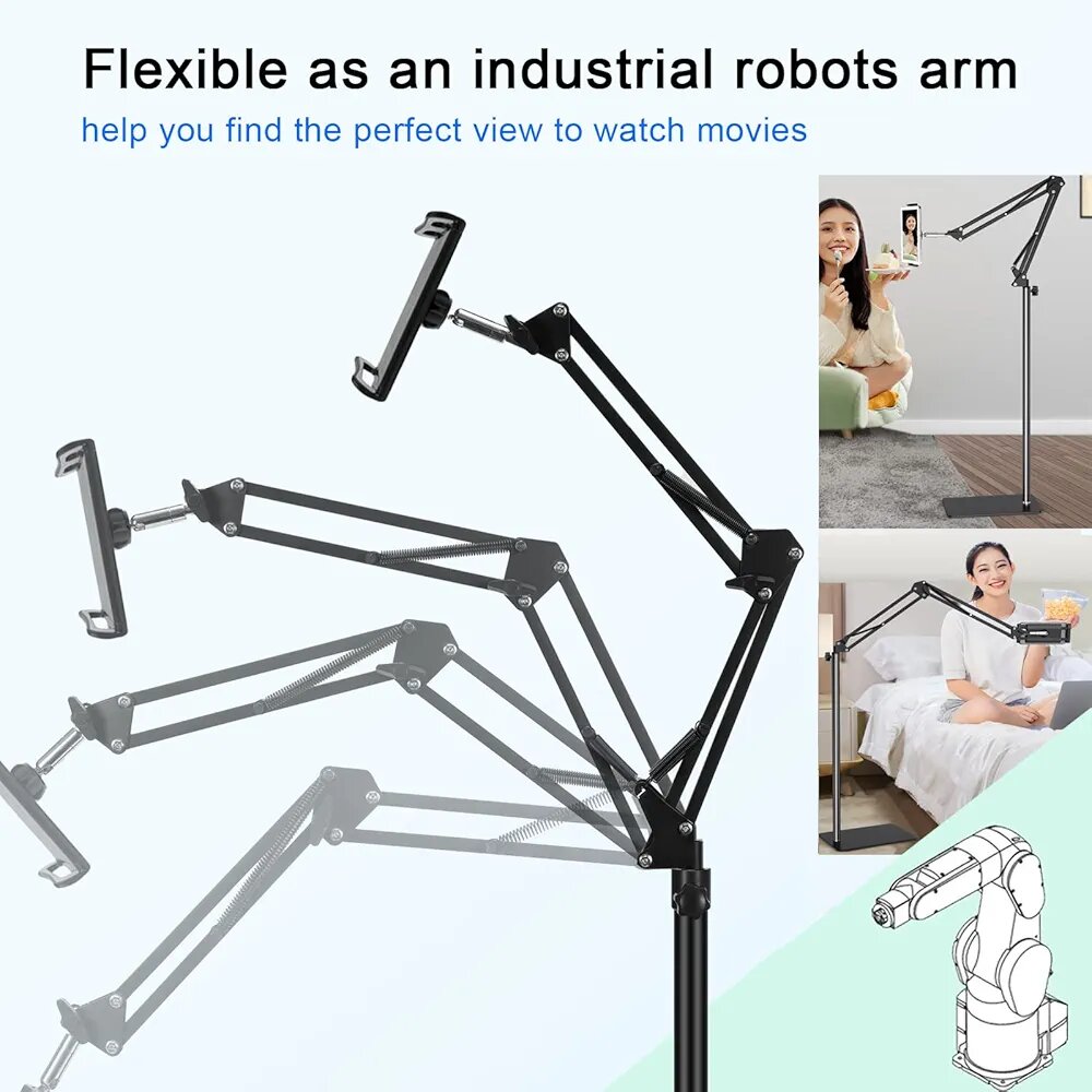 Adjustable Tablet Floor Stand - Universal 360° Rotatable