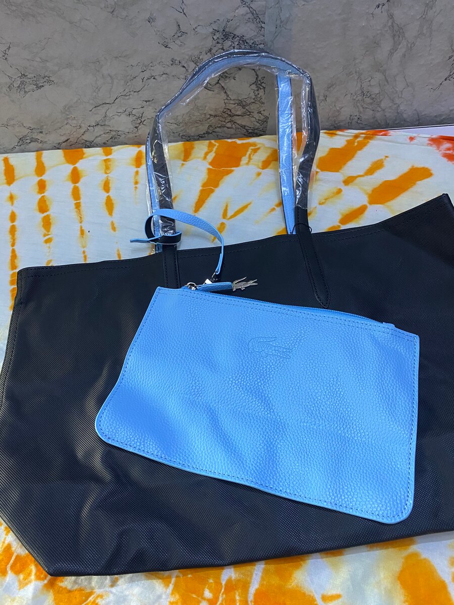 Sac cabas en cuir bleu