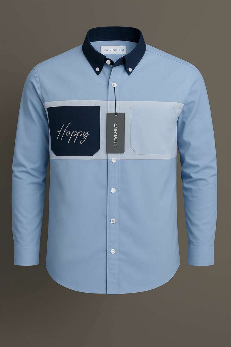 Chemise bleue "Happy"