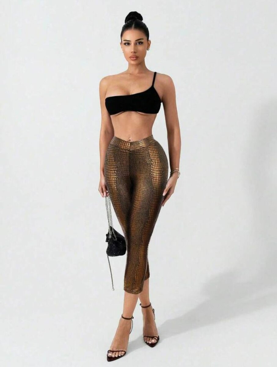 Legging effet serpent doré