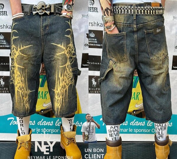 Bermudas en jean style punk