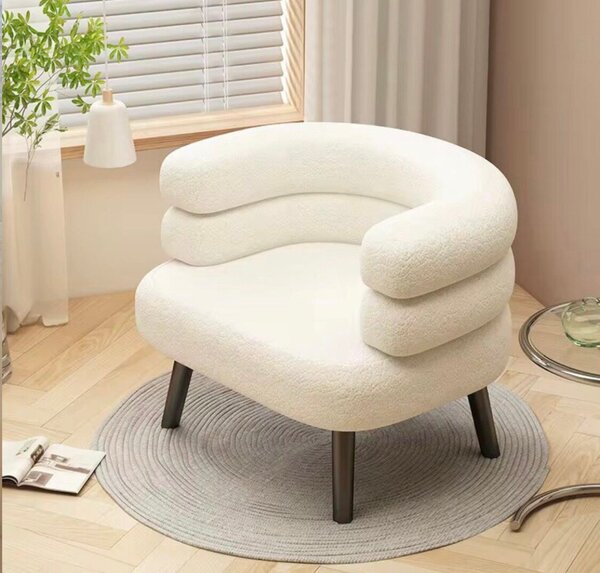 Fauteuil rond en tissu beige