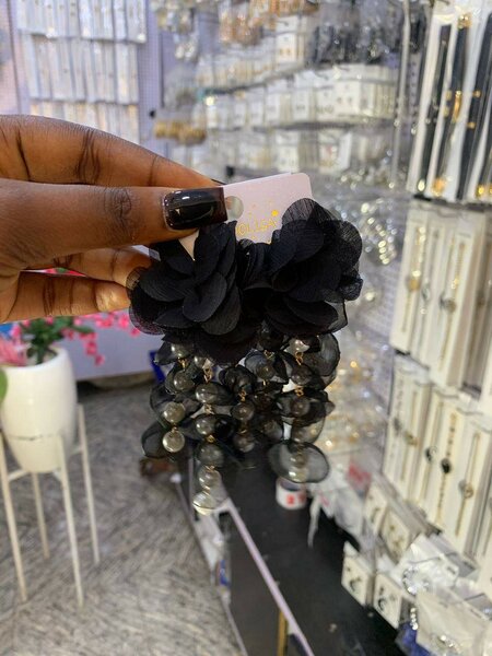 Elegant Black Floral Earrings
