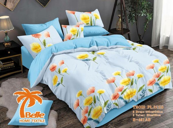 Parure de lit florale 3 pièces