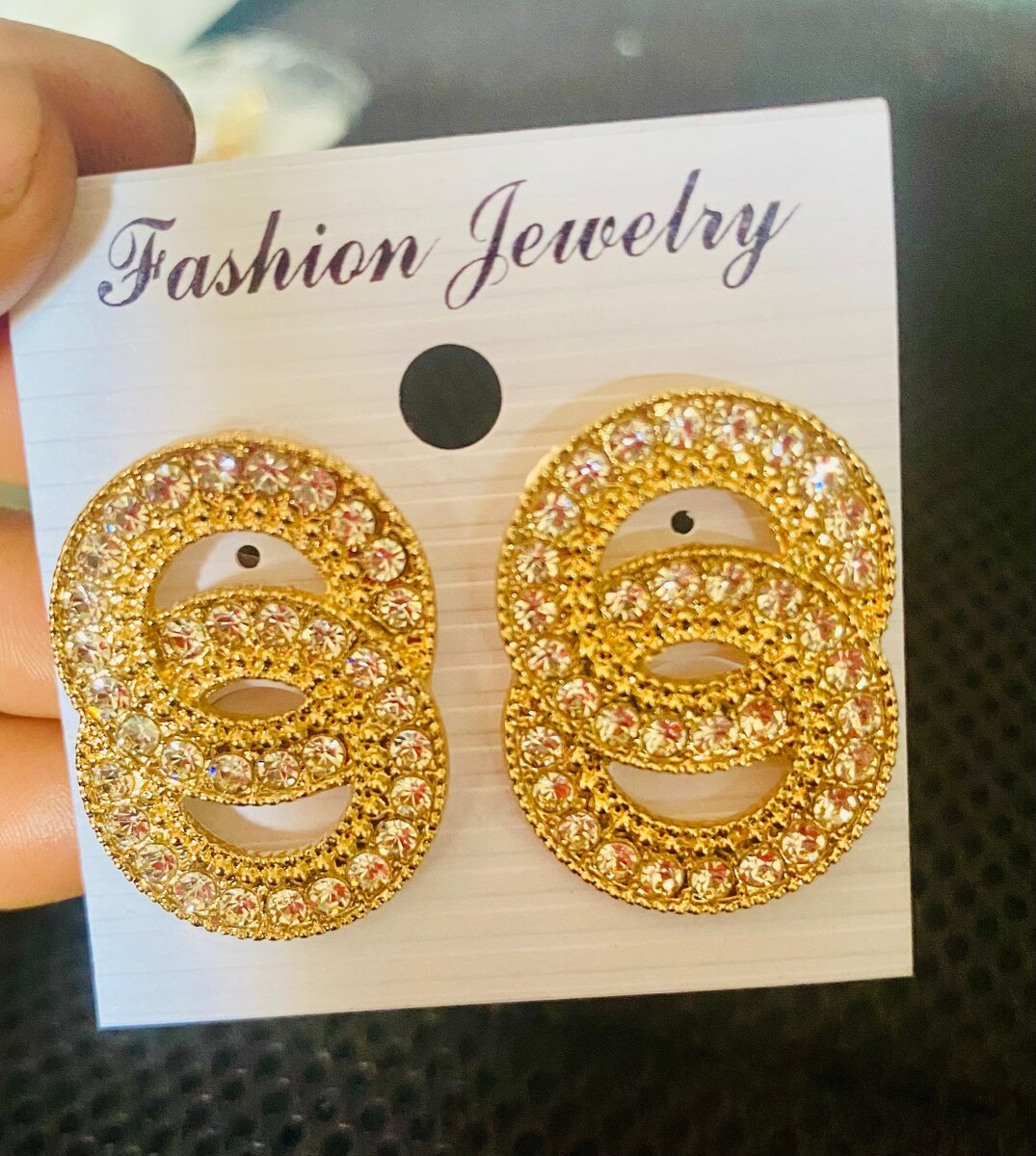 Boucles d'oreilles strass dorées