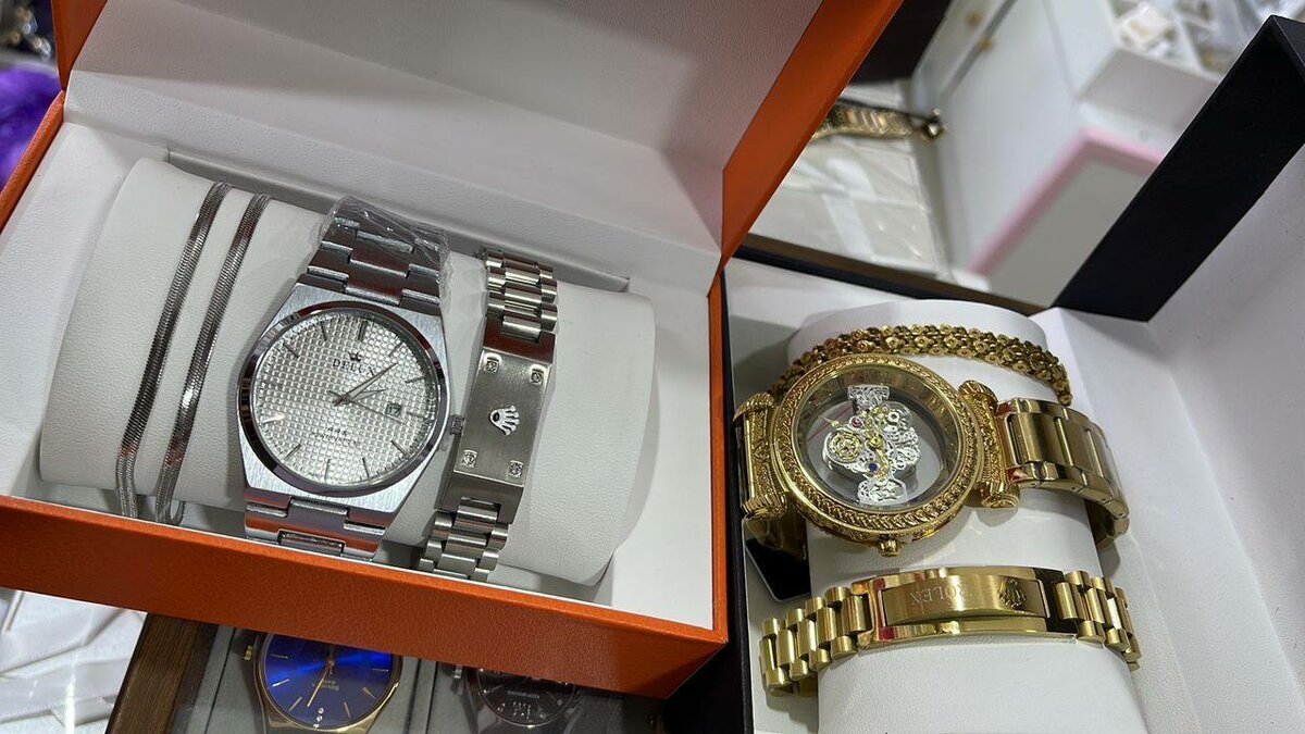 Watch, bracelet and chain set