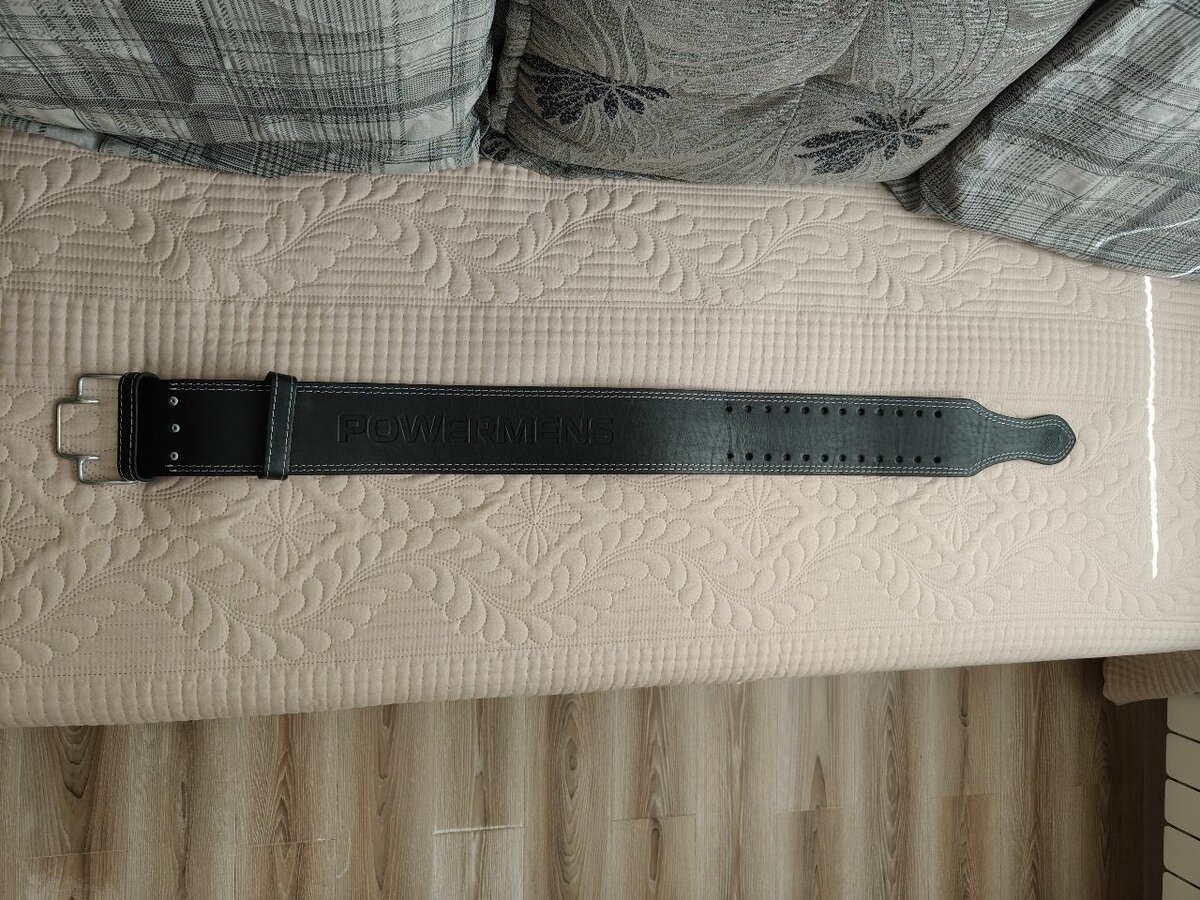 POWERMENS, Пояс для пауэрлифтинга из натуральной кожи на нак