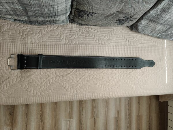 POWERMENS, Пояс для пауэрлифтинга из натуральной кожи на нак