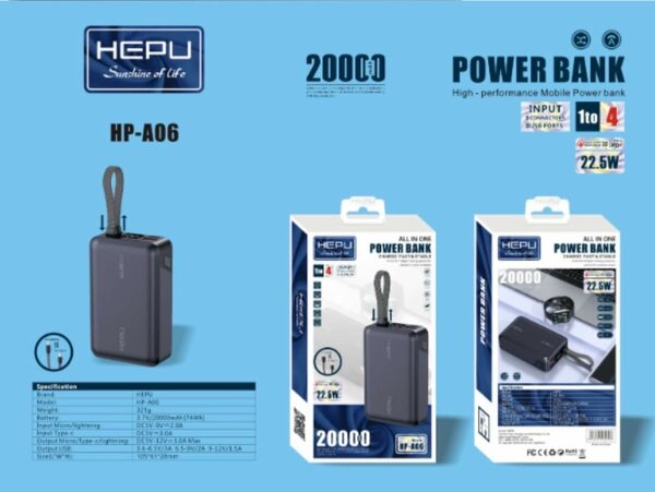 Chargeur Power Bank 20000mAh HEPU