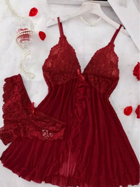 Nuit de lingerie rouge sexy