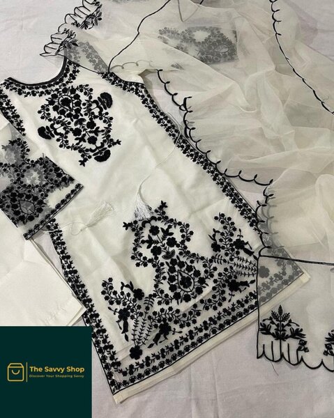 Stitched organza embroidered suit ( women )