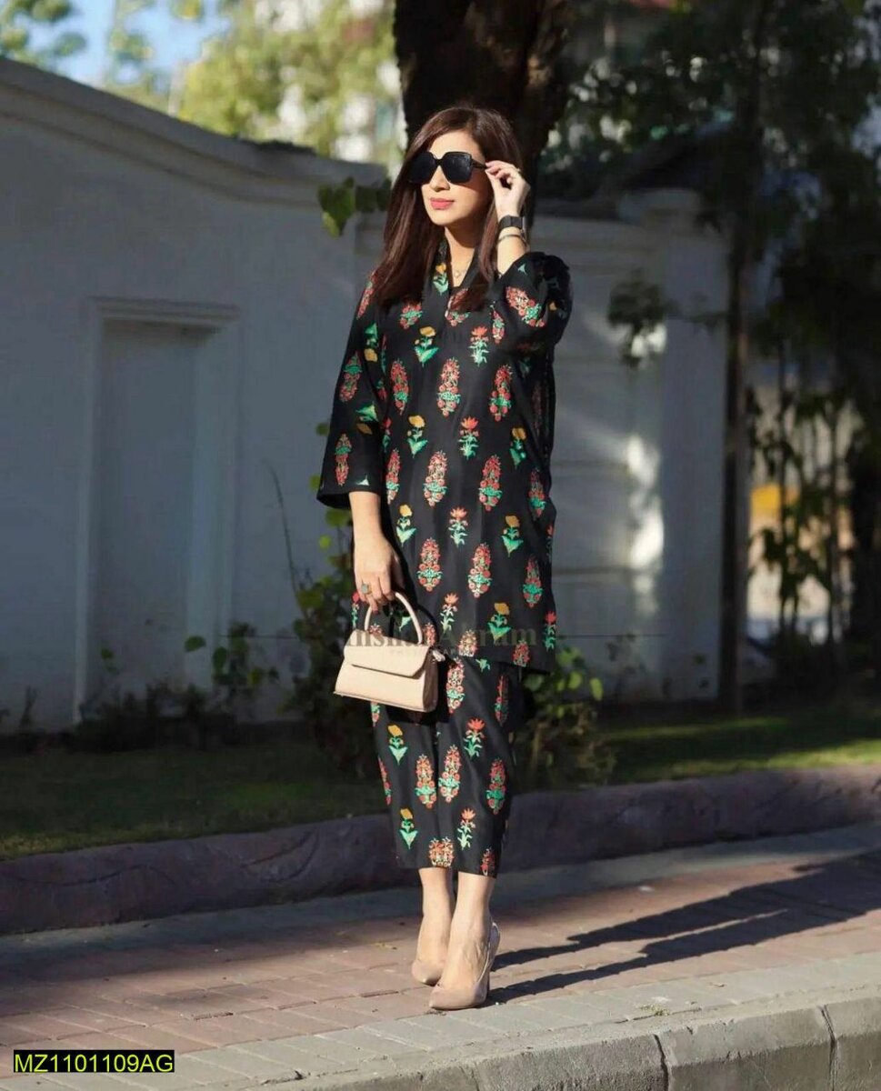 2 pcs women's Stitched printed suit