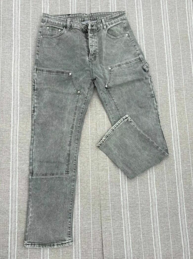 Jean droit gris avec poches