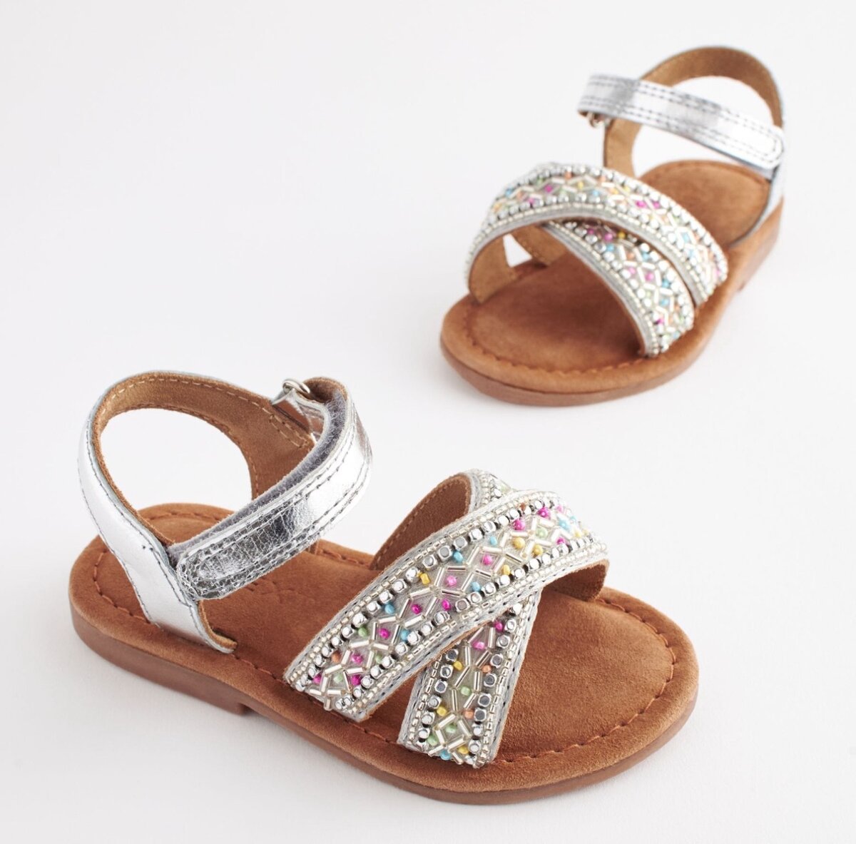 Silver Beaded Sandals
