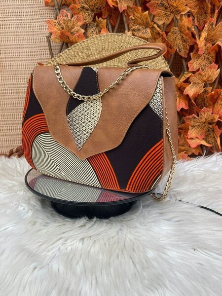 Sac à main cuir melange pagne