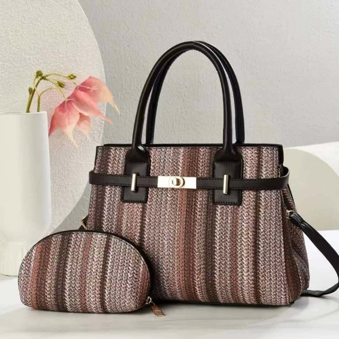 Sac à main élégant rayé