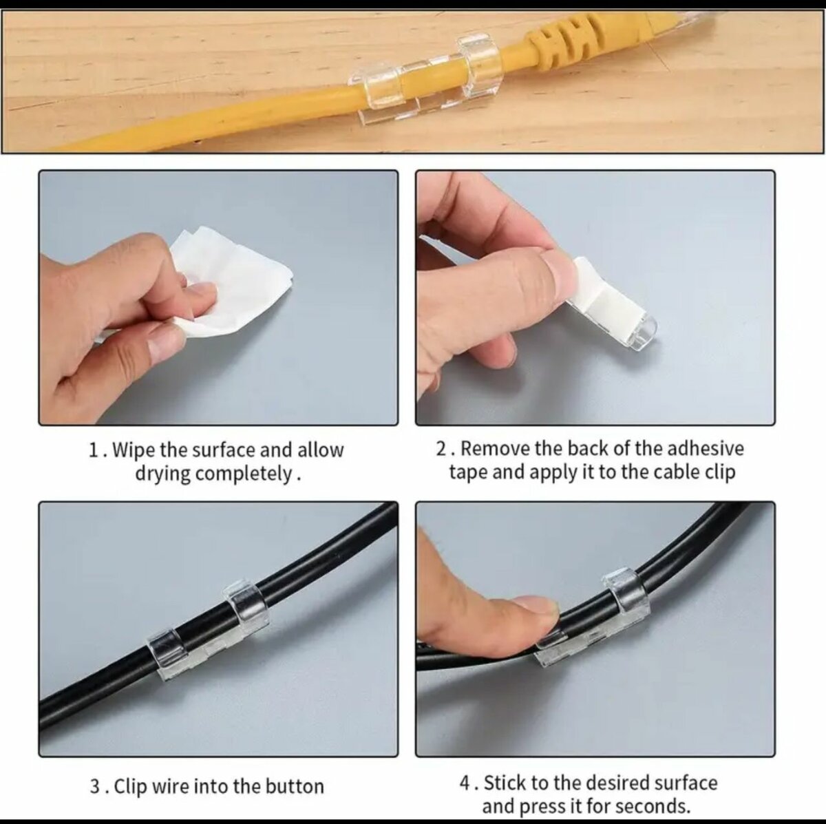 20 Pinces à Câbles Adhésives T