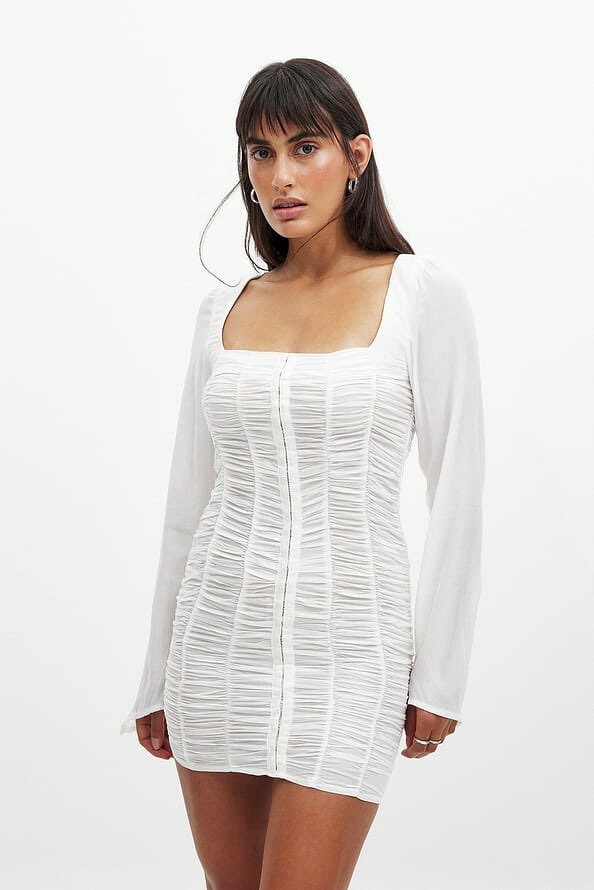 White Structured Detail Dress