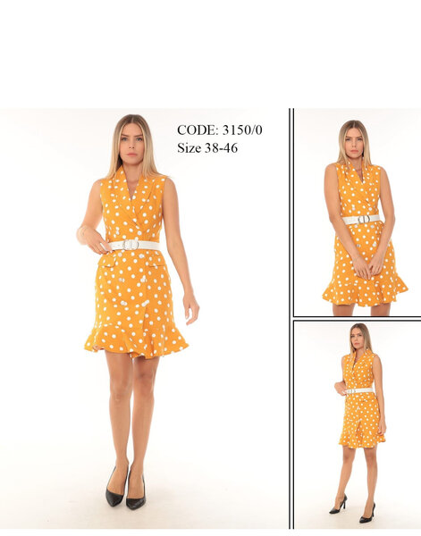 Robe Évasée Sans Manches jaune