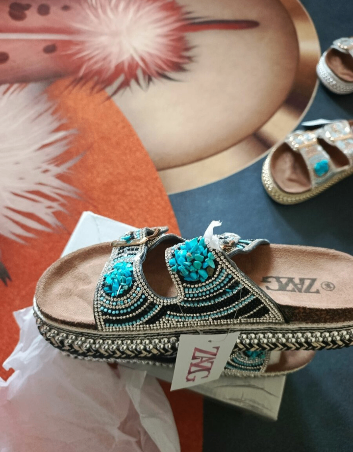 Sandales plates à paillettes