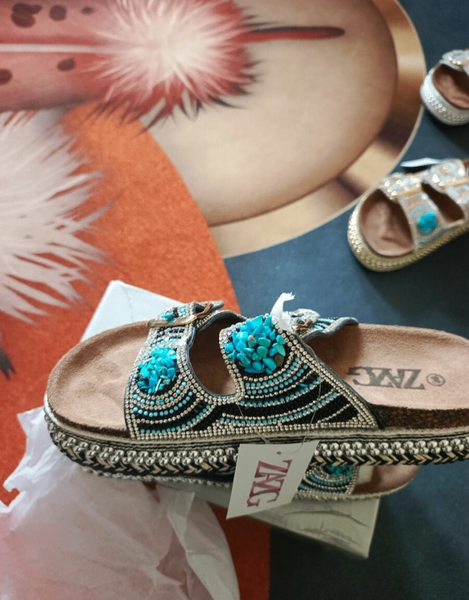 Sandales plates à paillettes