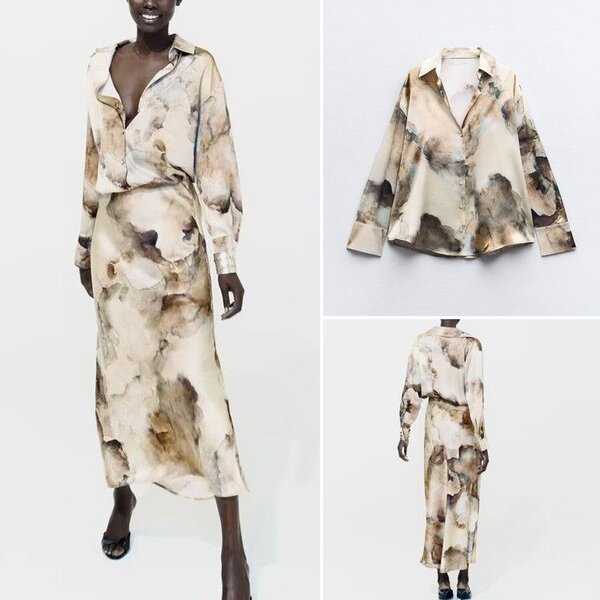 Ensemble chemise et jupe abstrait