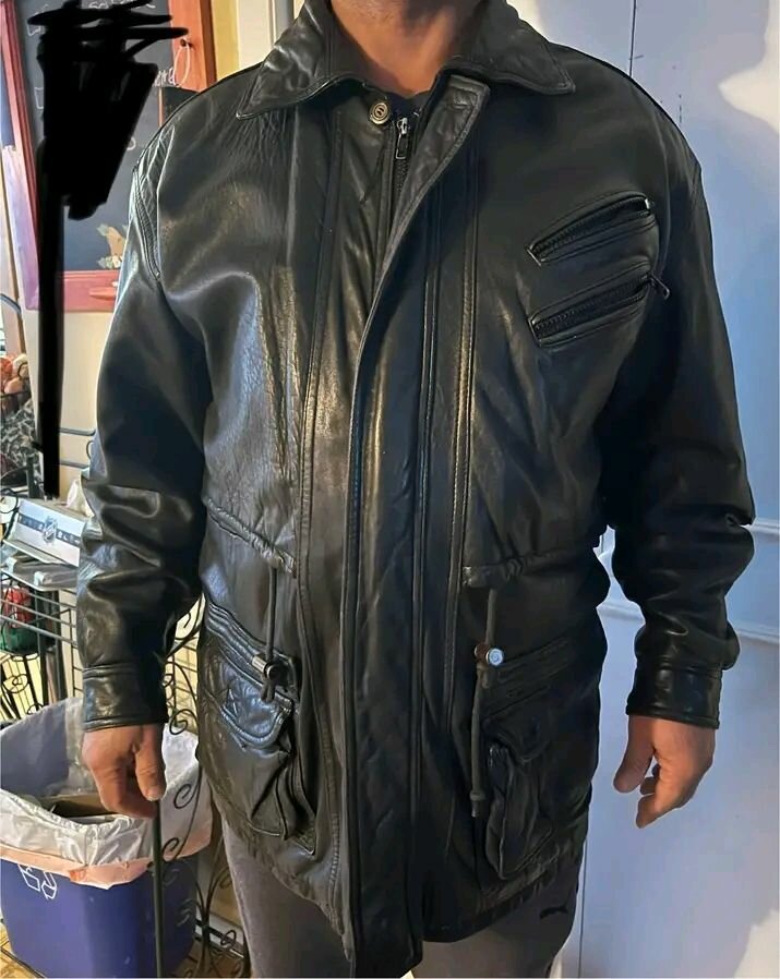 Veste en cuir vintage homme