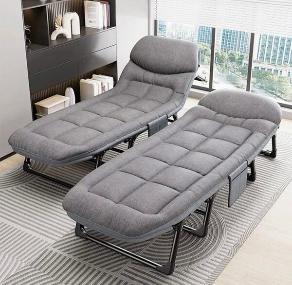 Chaise longue pliable grise confortable