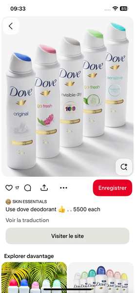 Dove Déodorant 48H Fraîcheur