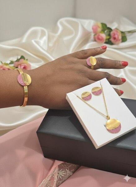 Parure Bijoux Dorée et Rose