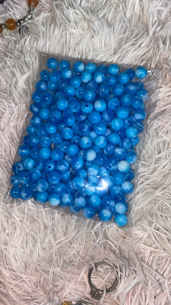 Perles en bois bleues pour bijoux