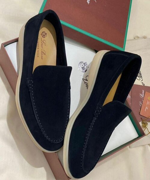 Mocassins en daim bleu homme