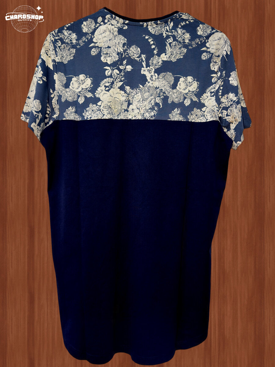 T-shirt bleue florale homme