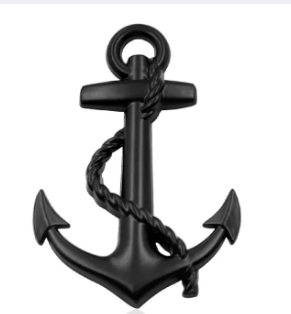 New Anchor 3D Car Decoration Sticker Metal Logo - Black