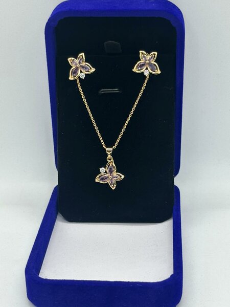 Ensemble Collier et Boucles Fleur