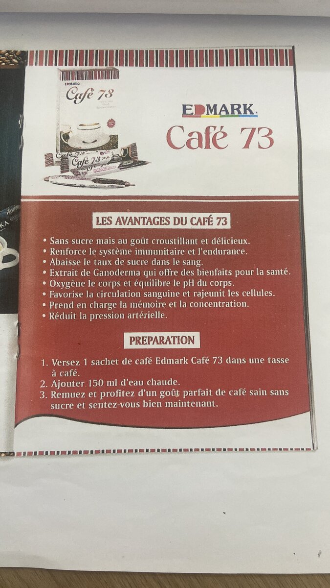 Café 73 Edmark instantané avec extrait de Ganoderma