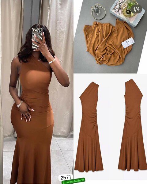 Robe Évasée Sans Manches Brune